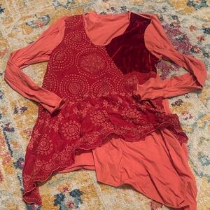 Love & Liberty Velvet Rust Patchwork Top